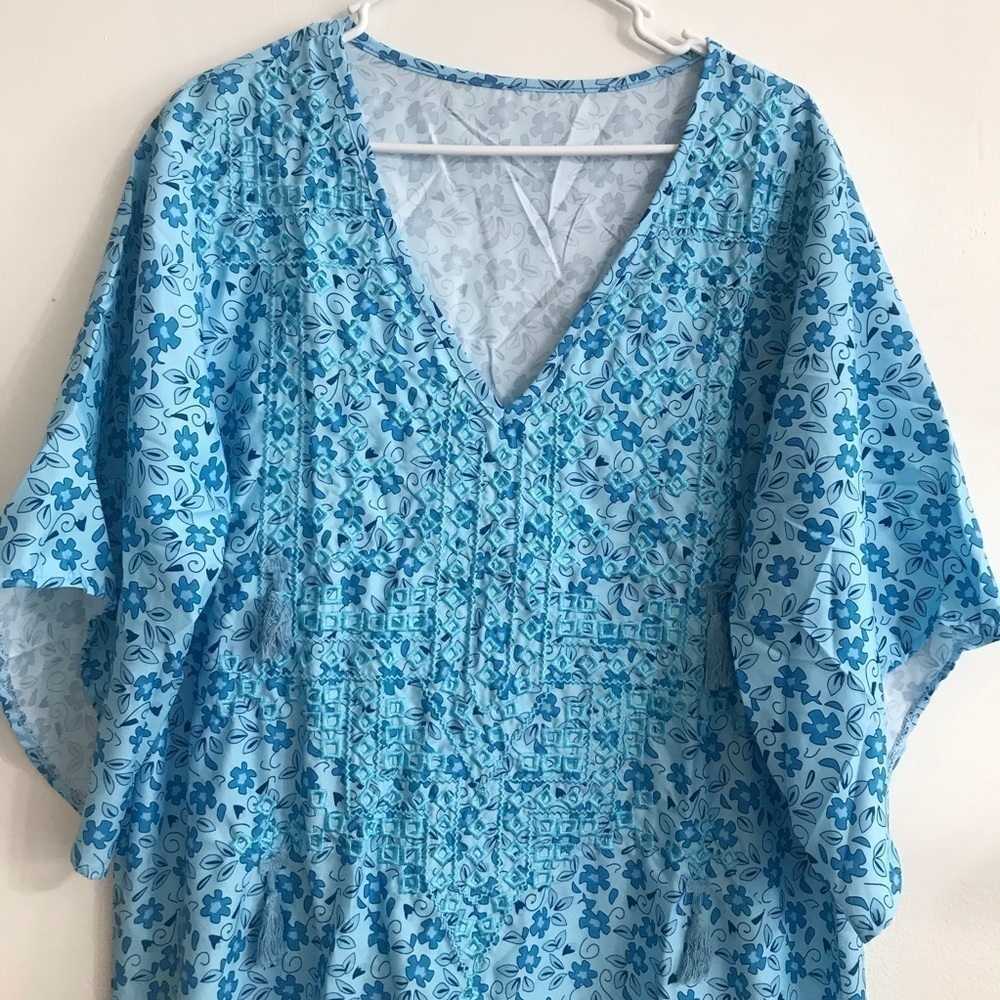 MISSLOOK lounge dress comfortable blue Sz Xl 3/4 sleeve - Picture 3 of 4